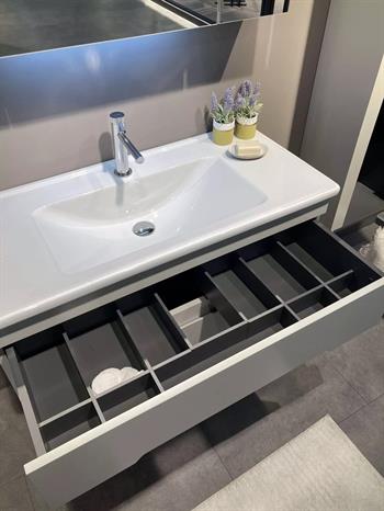 Orka Varna Banyo Dolabı Takımı, 100 cm, Mat Lake Kaşmir (Ledli-Dolaplı Ayna), 5003030