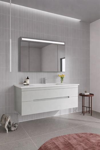 Orka Varna Banyo Dolabı Takımı, 120 cm, Mat Lake Kaşmir (Ledli-Dolaplı Ayna), 5009207