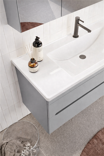 Orka Varna Banyo Dolabı Takımı, 120 cm, Mat Lake Gri (Ledli-Dolaplı Ayna), 5000850