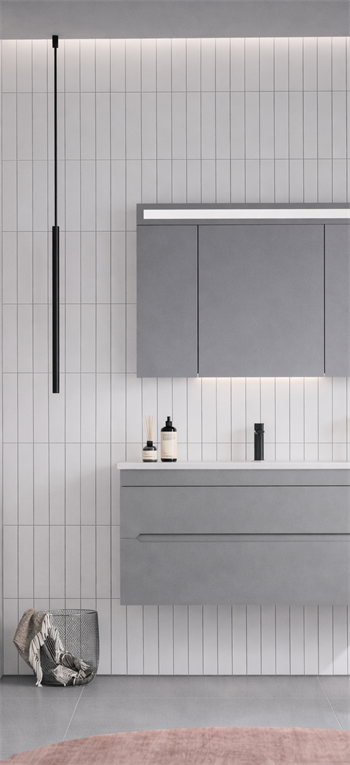 Orka Varna Banyo Dolabı Takımı, 120 cm, Mat Lake Gri (Ledli-Dolaplı Ayna), 5000850