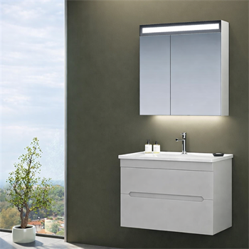 Orka Varna Banyo Dolabı Takımı, 80 cm, Mat Lake Gri (Ledli-Dolaplı Ayna), 5002601