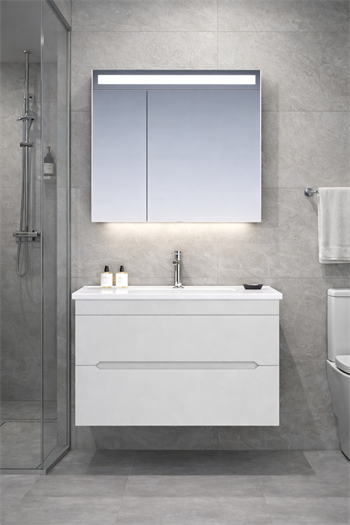 Orka Varna Banyo Dolabı Takımı, 80 cm, Mat Lake Kaşmir (Ledli-Dolaplı Ayna), 5000837