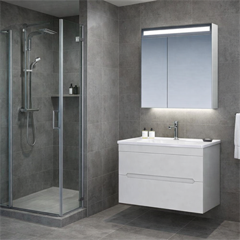 Orka Varna Banyo Dolabı Takımı, 80 cm, Mat Lake Kaşmir (Ledli-Dolaplı Ayna), 5000837