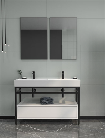 Orka Vegas 120 cm, Beyaz-Parlak Beyaz Çift Gözlü Lavabo, Banyo Dolabı Takımı