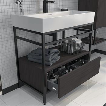 Orka Vegas 60 cm Antrasit Banyo Dolabı Alt Modül ve Lavabo