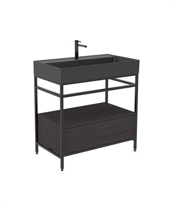 Orka Vegas 60 cm Antrasit Banyo Dolabı Alt Modül ve Lavabo