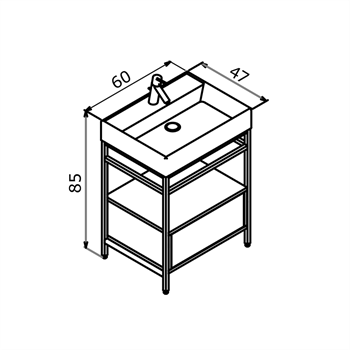 Orka Vegas 60 cm Antrasit Banyo Dolabı Alt Modül ve Lavabo