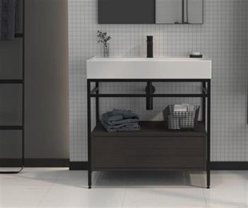 Orka Vegas 80 cm Antrasit Banyo Dolabı Alt Modül ve Lavabo