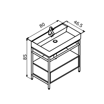 Orka Vegas 80 cm Antrasit Banyo Dolabı Alt Modül ve Lavabo