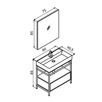 Orka Vegas 80 cm Mat Beyaz Banyo Dolabı Takımı