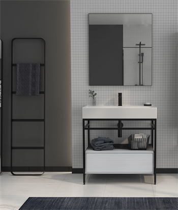 Orka Vegas 80 cm Mat Beyaz Banyo Dolabı Takımı