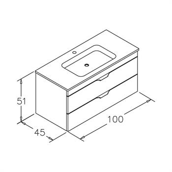 Orka Vento 100 cm, Dublin, Banyo Dolabı Alt Modül ve Lavabo