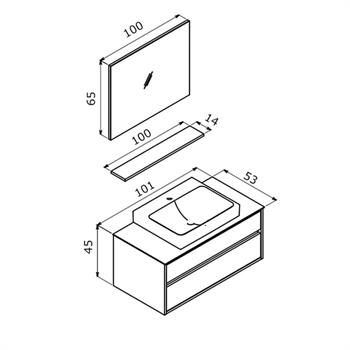 Orka Verona 100 cm, Beyaz, Banyo Dolabı Takımı (Ledli Ayna)