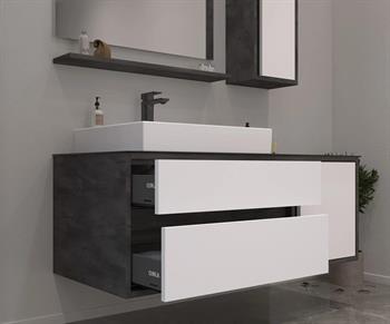 Orka Verona 120 cm, İrony-Beyaz Banyo Dolabı Alt Modül ve Lavabo
