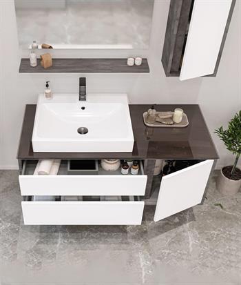 Orka Verona 120 cm, İrony-Beyaz Banyo Dolabı Alt Modül ve Lavabo