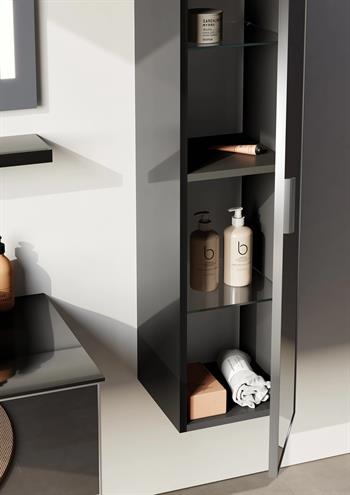 Orka Yalıköy 30 cm Banyo Boy Dolabı, Parlak Siyah, 3002365