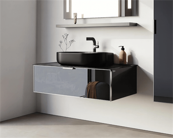 Orka Yalıköy 90 cm, Siyah Lavabo, Banyo Dolabı Alt Modül ve Lavabo, 5001884