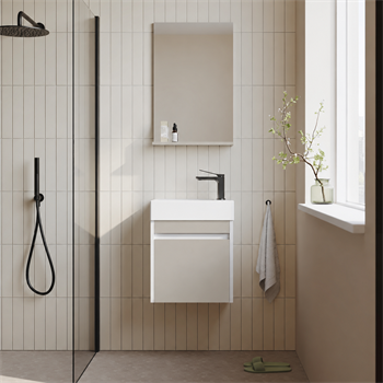 Orka Yedisu Banyo Dolabı Takımı, 45 cm, Parlak Kaşmir (Etajerli Ayna), 5000606