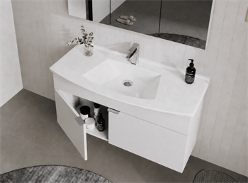 Orka Purus 100 cm, Parlak Beyaz, Banyo Dolabı Alt Modül Ve Lavabo, 5007971