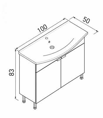 Orka Purus 100 cm, Budva, Banyo Dolabı Alt Modül Ve Lavabo, (Ayaklı), 5008451