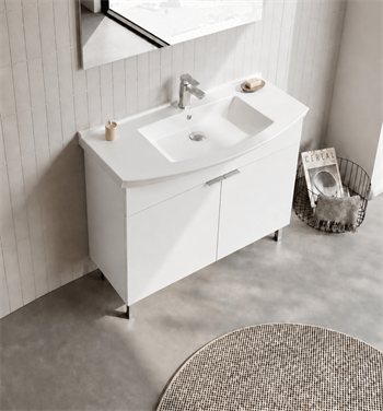 rka Purus 100 cm,Parlak Beyaz, Banyo Dolabı Alt Modül Ve Lavabo, (Ayaklı), 5007962