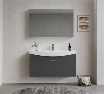 Orka Purus 100 cm ,Mat Antrasit, Banyo Dolabı Takımı (Dolaplı Ayna), 5008347
