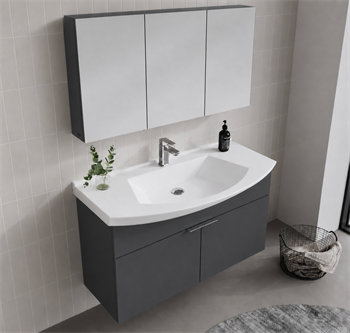 Orka Purus 100 cm ,Mat Antrasit, Banyo Dolabı Takımı (Dolaplı Ayna), 5008347