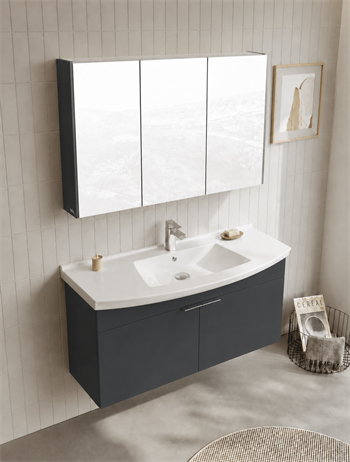 Orka Purus 100 cm ,Mat Antrasit, Banyo Dolabı Takımı (Dolaplı Ayna), 5008347