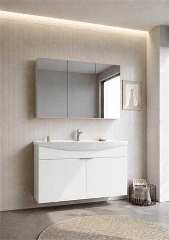 Orka Purus 100 cm, Parlak Beyaz, Banyo Dolabı Alt Modül Ve Lavabo, 5008348