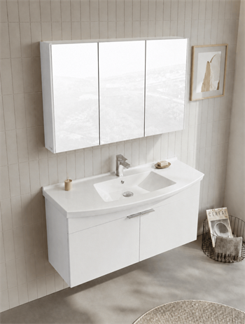 Orka Purus 100 cm, Parlak Beyaz, Banyo Dolabı Alt Modül Ve Lavabo, 5008348