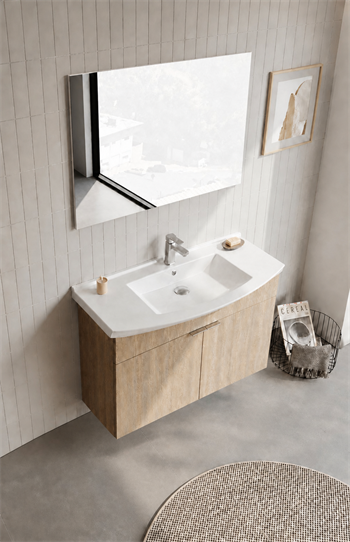 Orka Purus 100 cm ,Budva, Banyo Dolabı Takımı (Asma,Düz Ayna), 5008327