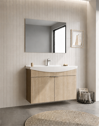 Orka Purus 100 cm ,Budva, Banyo Dolabı Takımı (Asma,Düz Ayna), 5008327