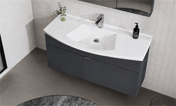 Orka Purus 100 cm ,Mat Antrasit, Banyo Dolabı Takımı (Asma,Düz Ayna), 5008329