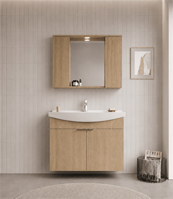 Orka Purus 100 cm ,Budva, Banyo Dolabı Takımı (Asma,Spotlu Ayna), 5007994