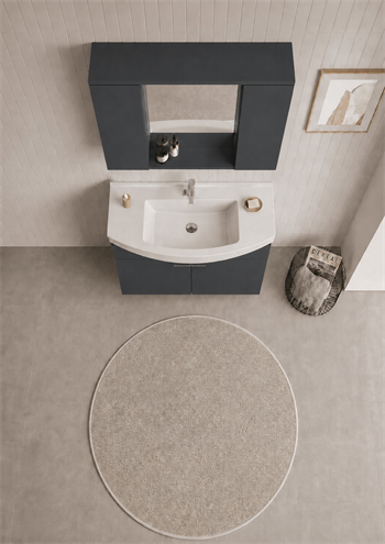 Orka Purus 100 cm ,Mat Antrasit, Banyo Dolabı Takımı (Asma,Spotlu Ayna), 5007985