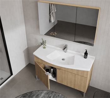 Orka Purus 100 cm ,Budva, Banyo Dolabı Takımı (Ayaklı,Dolaplı Ayna), 5008486