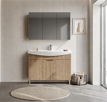 Orka Purus 100 cm ,Budva, Banyo Dolabı Takımı (Ayaklı,Dolaplı Ayna), 5008486