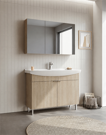 Orka Purus 100 cm ,Budva, Banyo Dolabı Takımı (Ayaklı,Dolaplı Ayna), 5008486