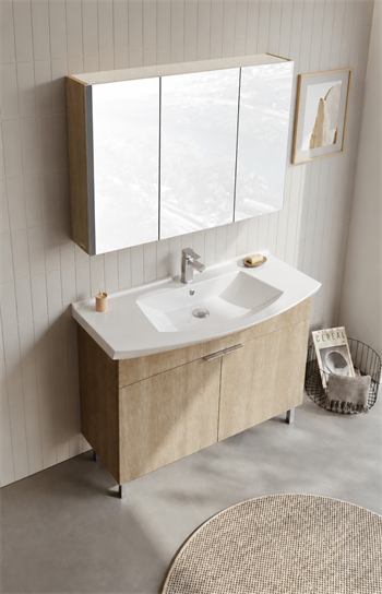 Orka Purus 100 cm ,Budva, Banyo Dolabı Takımı (Ayaklı,Dolaplı Ayna), 5008486