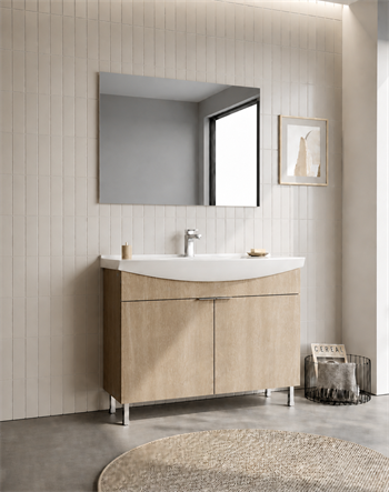 Orka Purus 100 cm ,Budva, Banyo Dolabı Takımı (Ayaklı,Düz Ayna), 5008474