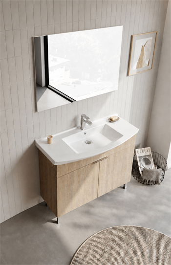 Orka Purus 100 cm ,Budva, Banyo Dolabı Takımı (Ayaklı,Düz Ayna), 5008474