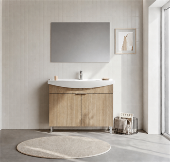 Orka Purus 100 cm ,Budva, Banyo Dolabı Takımı (Ayaklı,Düz Ayna), 5008474