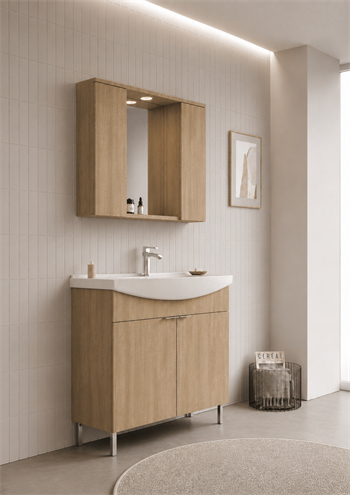 Orka Purus 100 cm ,Budva, Banyo Dolabı Takımı (Ayaklı,Spotlu Ayna), 5008442