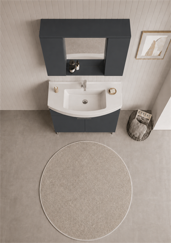 Orka Purus 100 cm ,Mat Antrasit, Banyo Dolabı Takımı (Ayaklı,Spotlu Ayna), 5008443