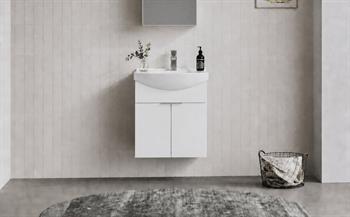 Orka Purus 55 cm, Parlak Beyaz, Banyo Dolabı Alt Modül Ve Lavabo, 5008292