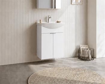 Orka Purus 55 cm, Parlak Beyaz, Banyo Dolabı Alt Modül Ve Lavabo, 5008292
