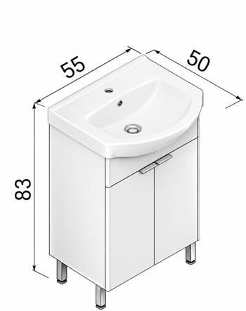 Orka Purus 55 cm, Budva, Banyo Dolabı Alt Modül Ve Lavabo, (Ayaklı), 5008444