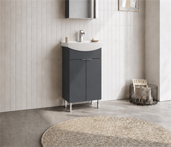 Orka Purus 55 cm, Mat Antrasit, Banyo Dolabı Alt Modül Ve Lavabo, (Ayaklı), 5008445