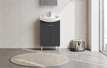 Orka Purus 55 cm, Mat Antrasit, Banyo Dolabı Alt Modül Ve Lavabo, (Ayaklı), 5008445