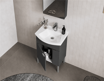 Orka Purus 55 cm, Mat Antrasit, Banyo Dolabı Alt Modül Ve Lavabo, (Ayaklı), 5008445